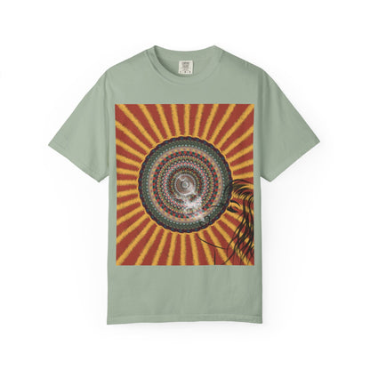 Sunburst Mandala T-shirt | Retro Radiant Spiral Graphic