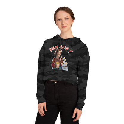 Cropped Hoodie — 'Kem Cho?' Gujarati Girl Illustration, Fun Ethnic Indian Style