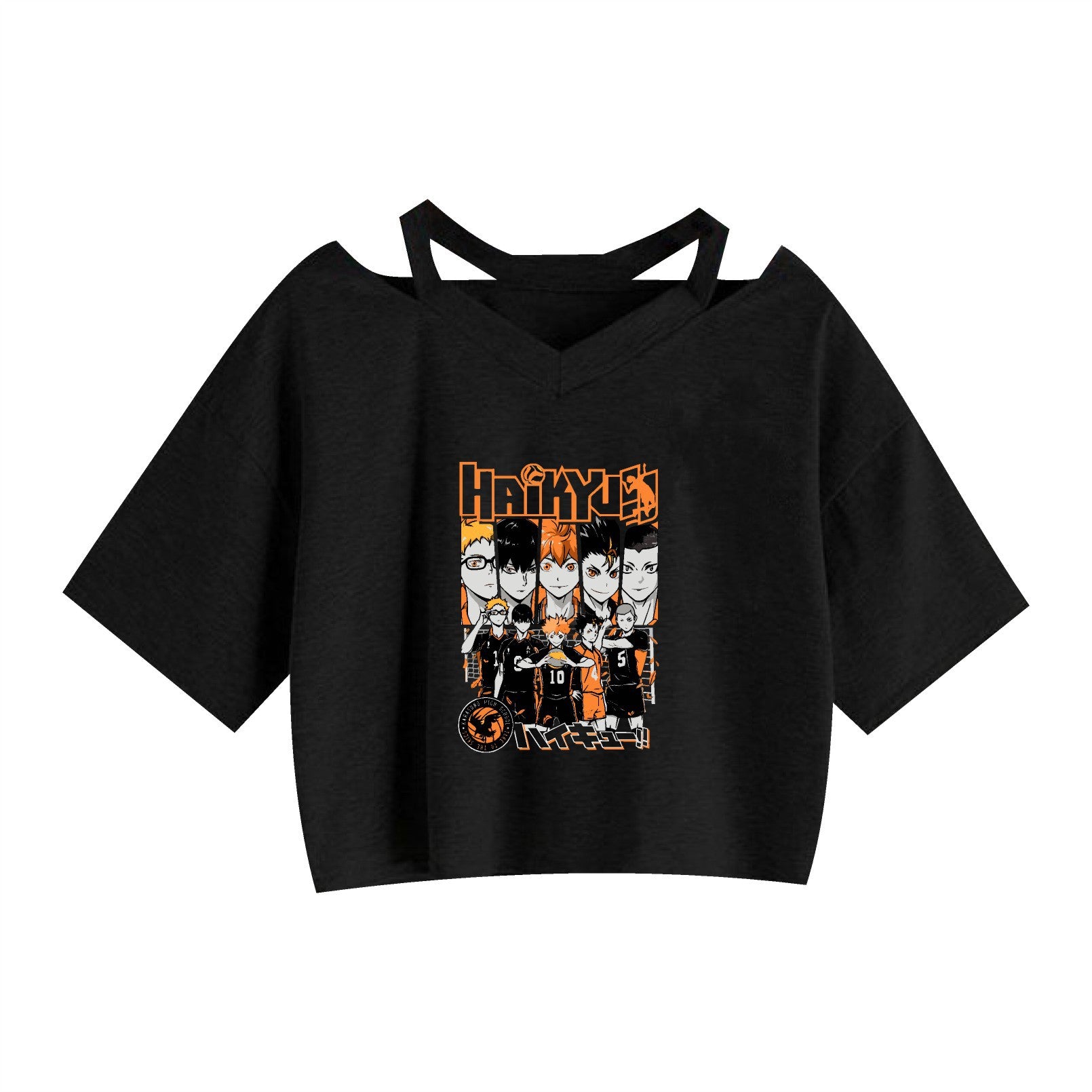 Anime HaikyuuPrinted Women's Strapless Crop Top Hoodie