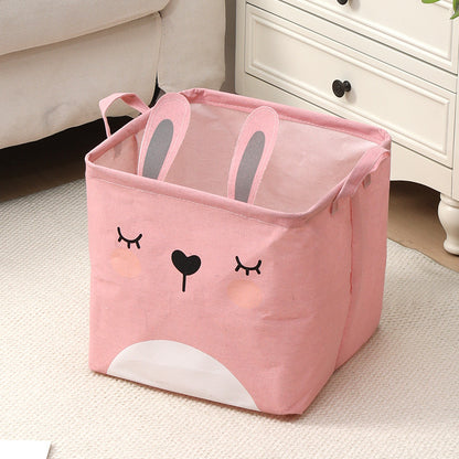 Fabric Cartoon Kids' Toy Storage Bin, Foldable Clothing Organizer & Laundry Hamper, Creative Living Room Storage Basket
