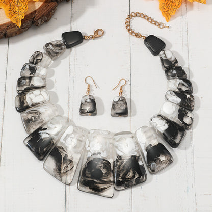 Three piece set with collarbone chain necklace and earrings for women