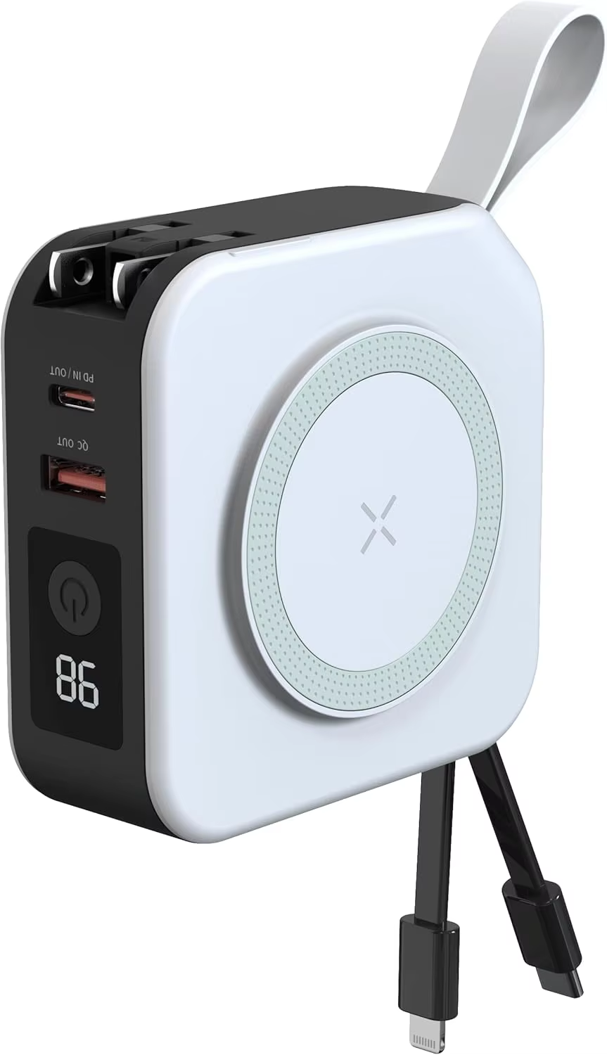 Batterie externe magnétique sans fil cinq en un 22,5W Batterie externe portable 10000mAh Chargeur de voyage
