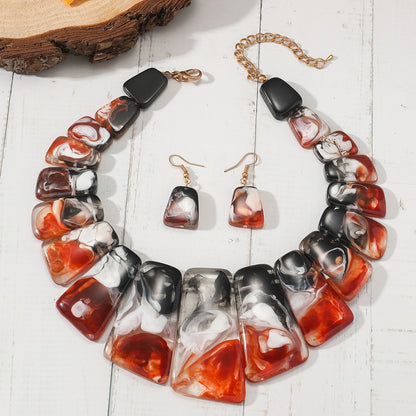 Three piece set with collarbone chain necklace and earrings for women