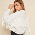 Fringed Denim Jacket for Women White Jacket Fringed Denim Jacket for Women White Jacket
