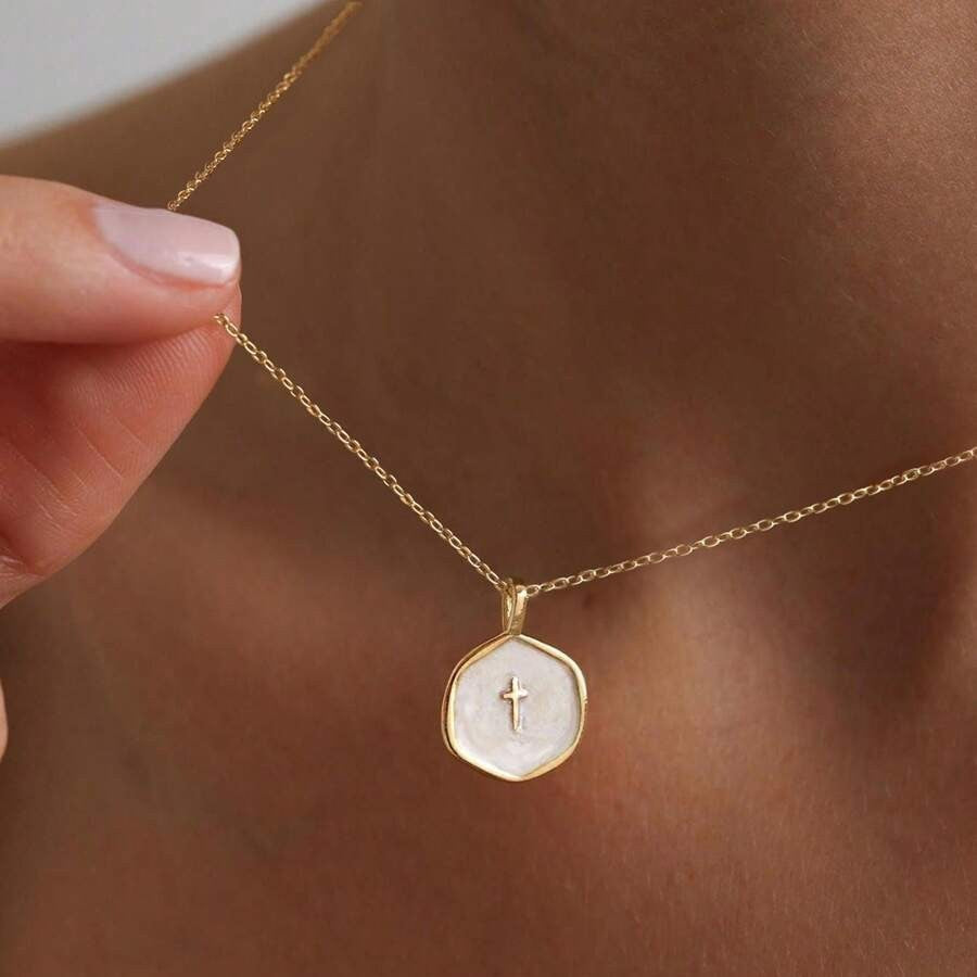 Collier Croix Goutte d'Huile Croix pour Femmes