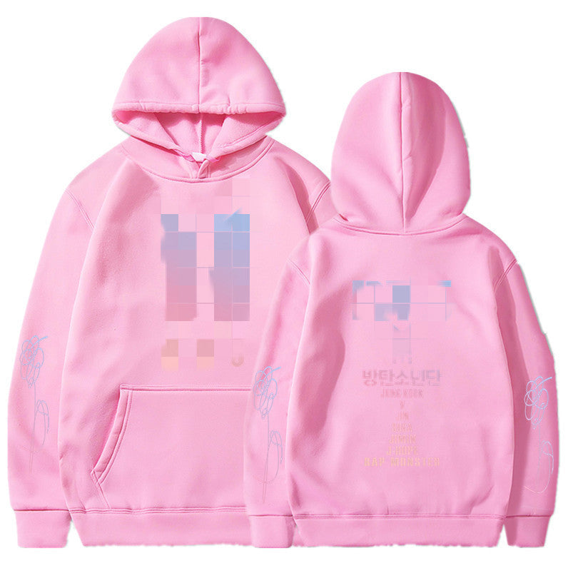 Hooded Sweatshirt with BTS Print for Men and Women, Casual Sports Style