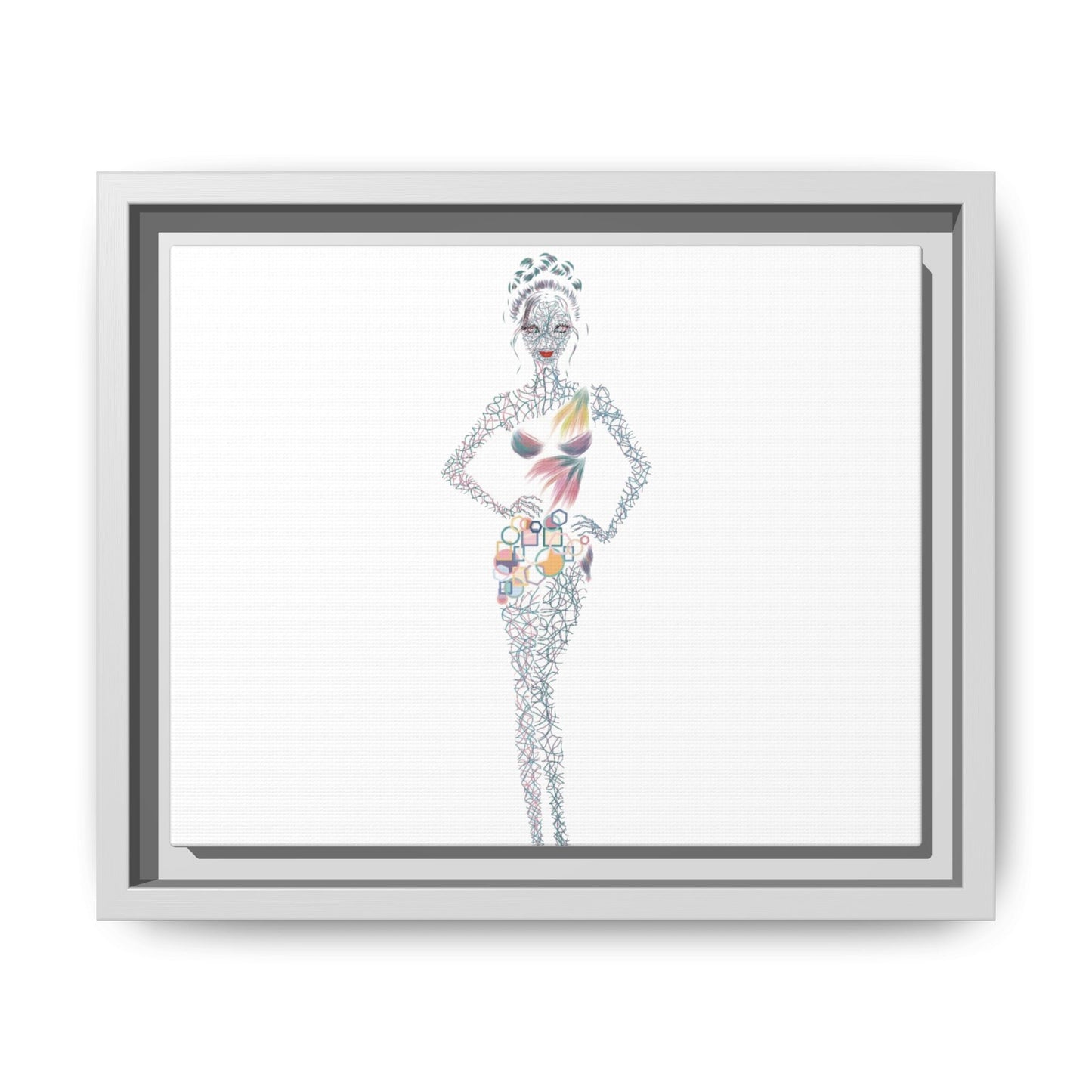 Framed Matte Canvas Art — Colorful Fashion Silhouette Print