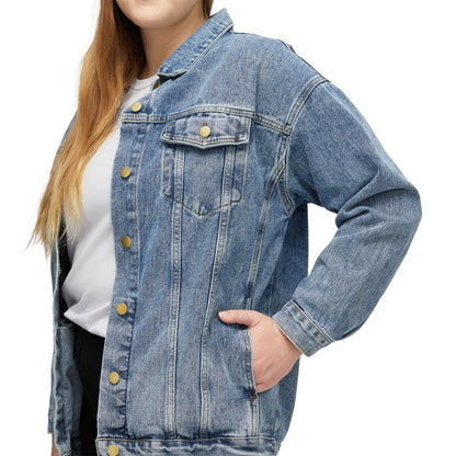 Women's Denim Jacket with Pumpkin Ghost Backprint — Cute Fall Halloween Jacket