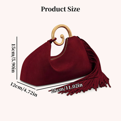 Copy of Vintage Winter Women's Bag - Fashionable Synthetic Suede Purse with Leather Tassels, Elegant Outdoor Travel Bag