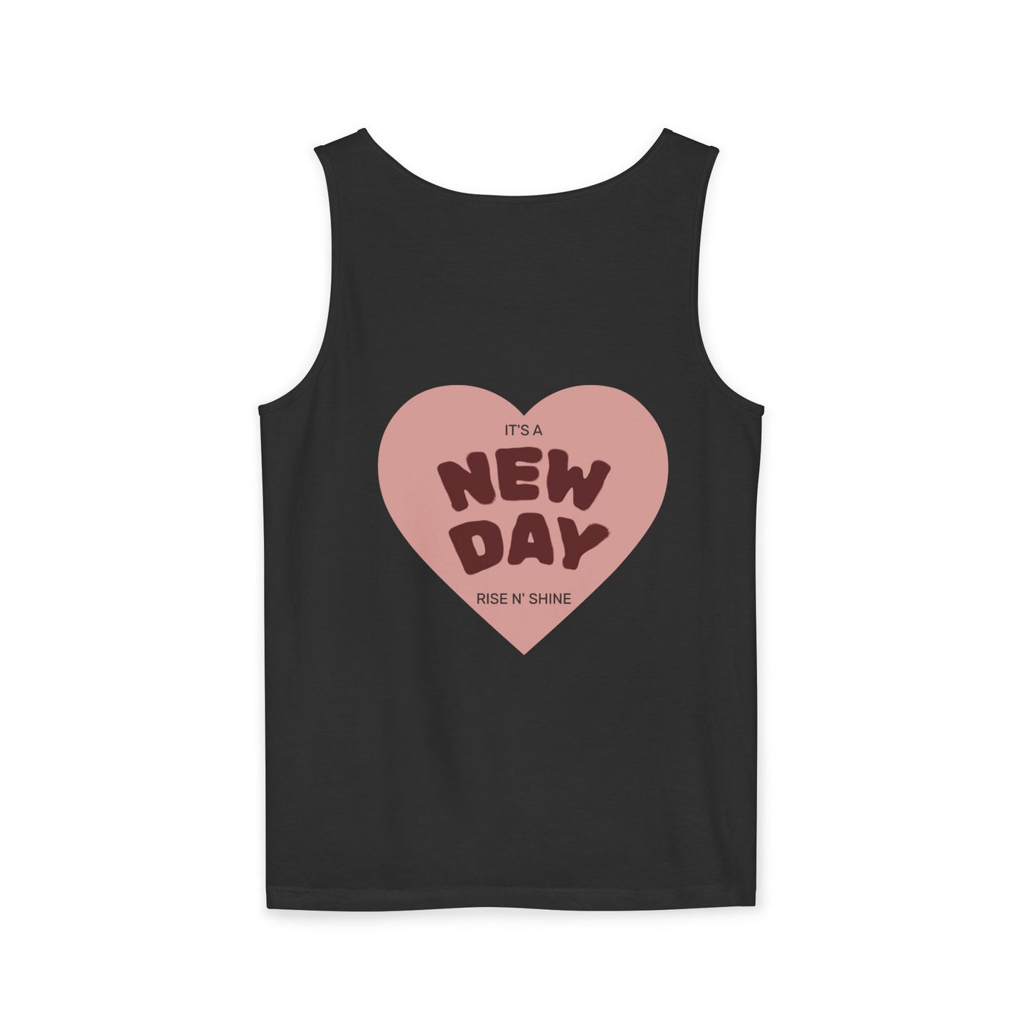 Tank Top — Floral Fashion Figure Front & "It's a New Day" Heart Back Graphic