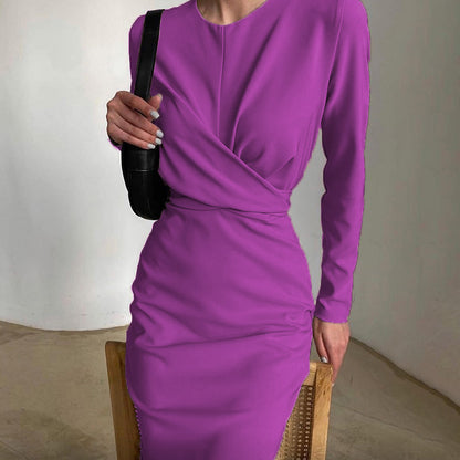 Elegant Long Sleeve Dress for Women French Vintage Style Autumn Fashion