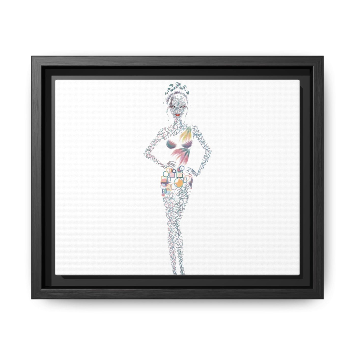 Framed Matte Canvas Art — Colorful Fashion Silhouette Print
