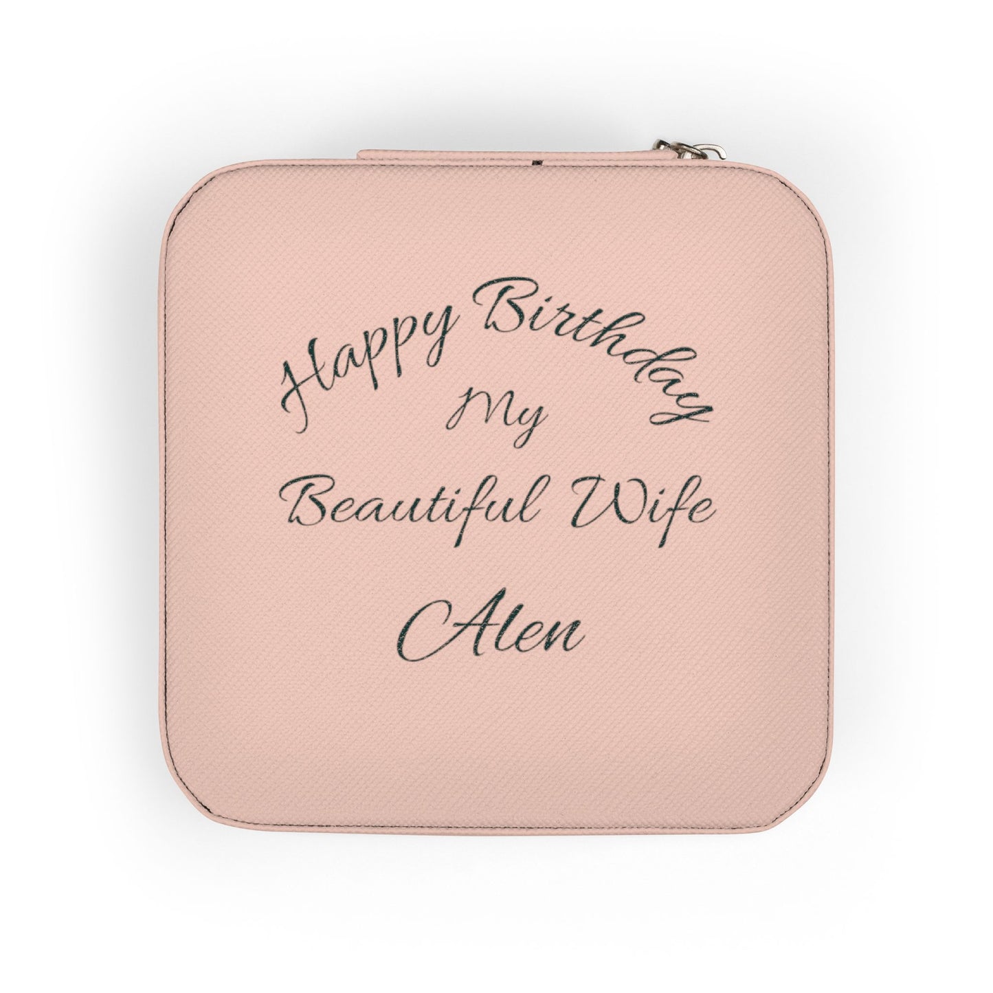 Personalized Travel Jewelry Case — “Happy Birthday My Beautiful Wife” Engraved Compact Organizer