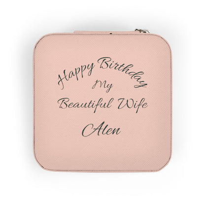 Personalized Travel Jewelry Case — “Happy Birthday My Beautiful Wife” Engraved Compact Organizer