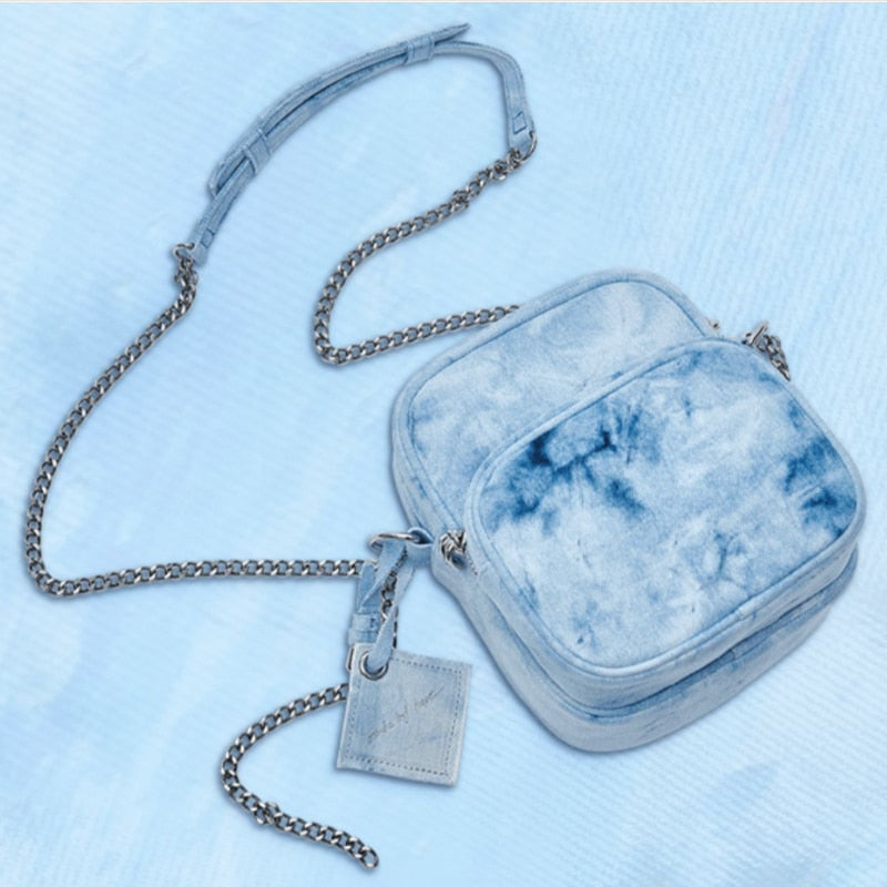 BTS Art Backpack Personality Student Shoulder Bag Tie-Dye Denim Handbag