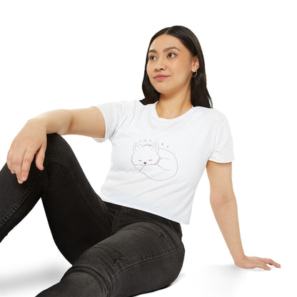 Cute Cat Crop Top — Pink Minimal Swirl Back Graphic