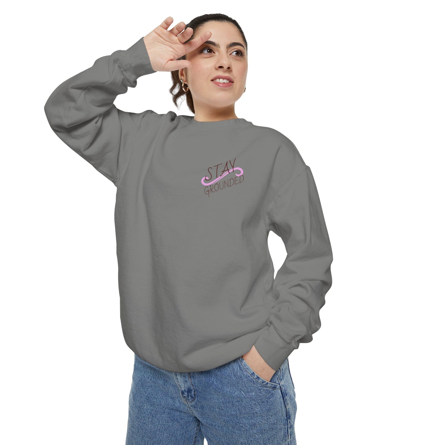 Stay Grounded Cute Cat  Sweatshirt — Women's Casual Crewneck