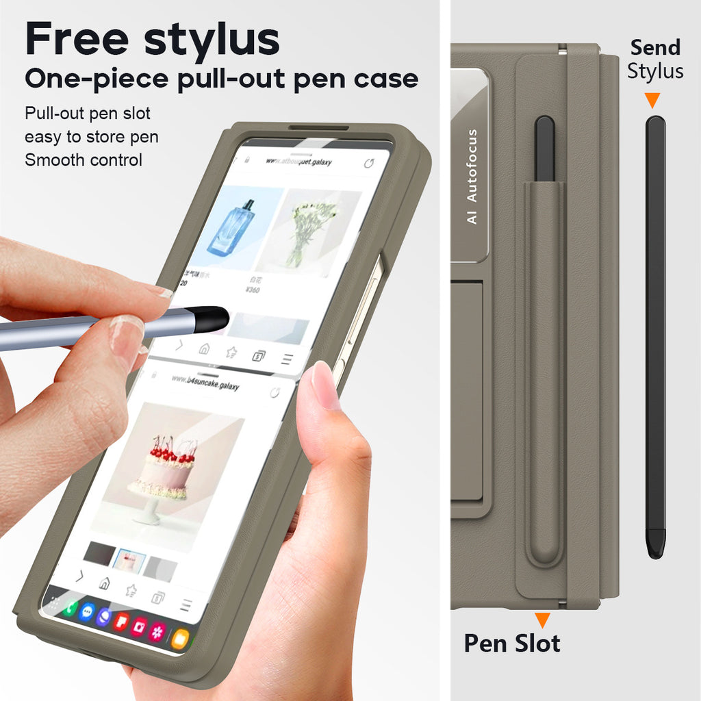 Étui pour Samsung Fold5 FOLD4, coque de protection intégrale en cuir avec charnière et fente pour stylet, adapté à un usage tout-en-un