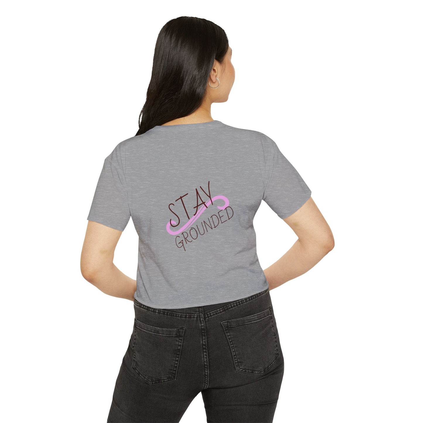 Cute Cat Crop Top — Pink Minimal Swirl Back Graphic