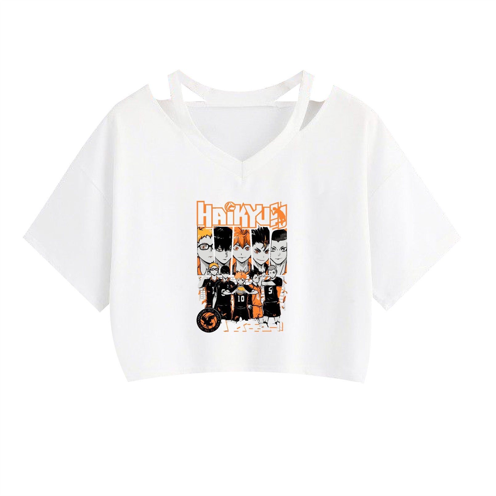Anime HaikyuuPrinted Women's Strapless Crop Top Hoodie