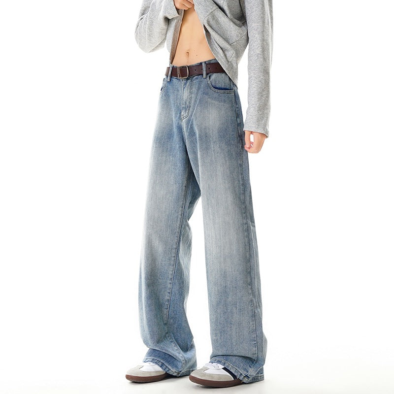Jean droit délavé pour homme style urbain