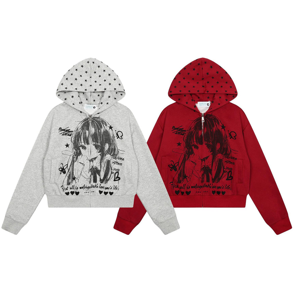 Retro Anime Hoodie Casual Loose Hoodie