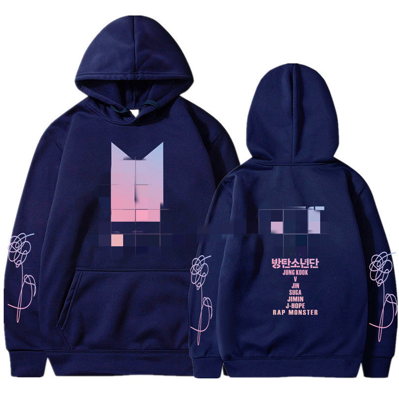Hooded Sweatshirt with BTS Print for Men and Women, Casual Sports Style