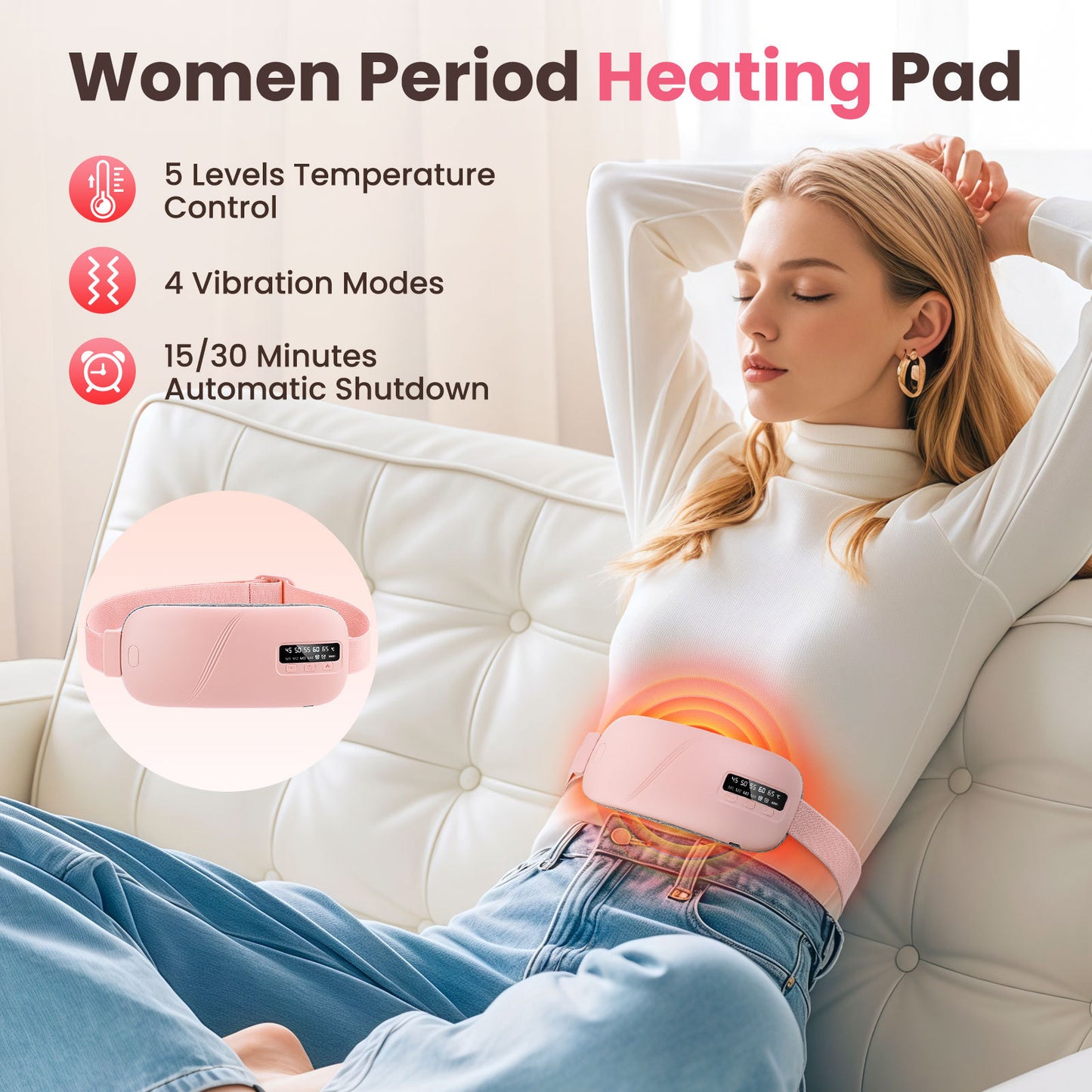 Copy of Wireless Heat Therapy Massage Belt for Women - Menstrual Pain Relief &amp; Abdominal Massage Device
