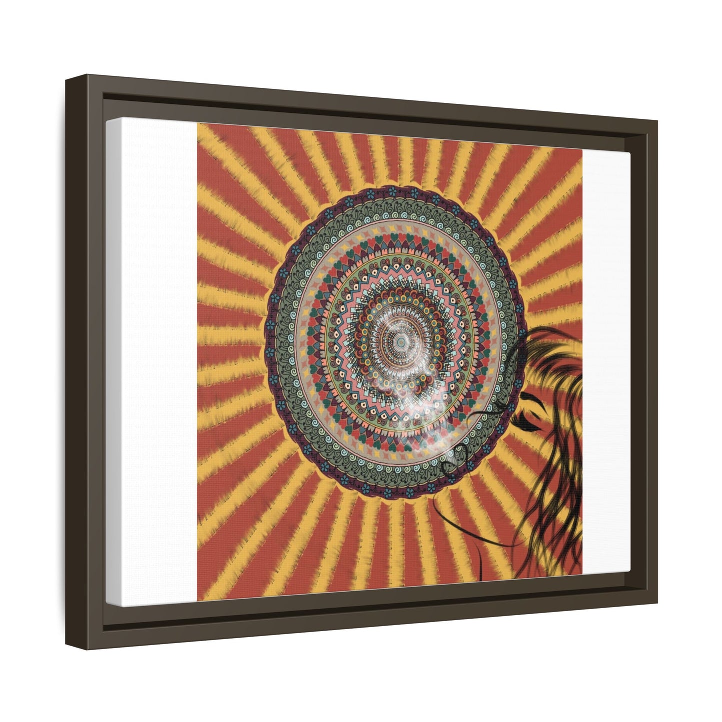 Psychedelic Mandala Sunburst Matte Canvas Framed