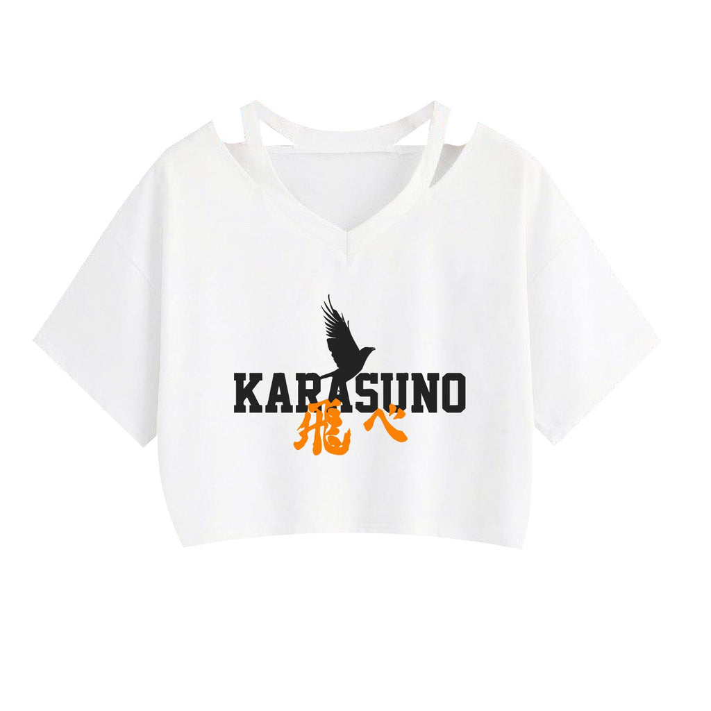 Anime HaikyuuPrinted Women's Strapless Crop Top Hoodie