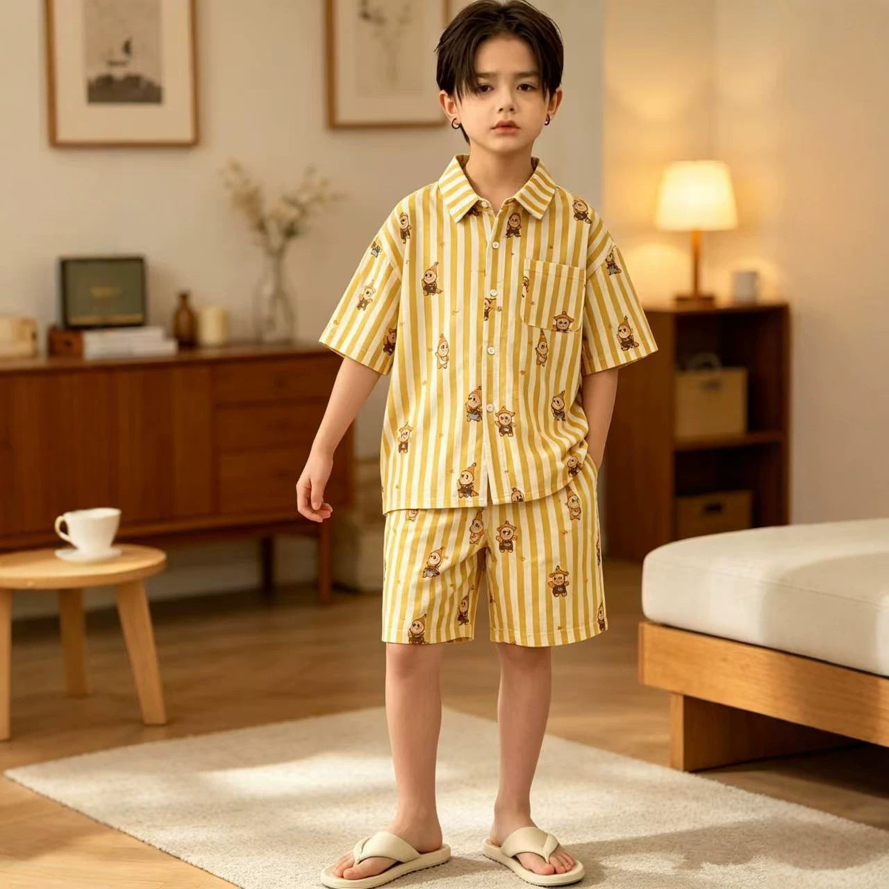 Boys' summer pure cotton short sleeved set