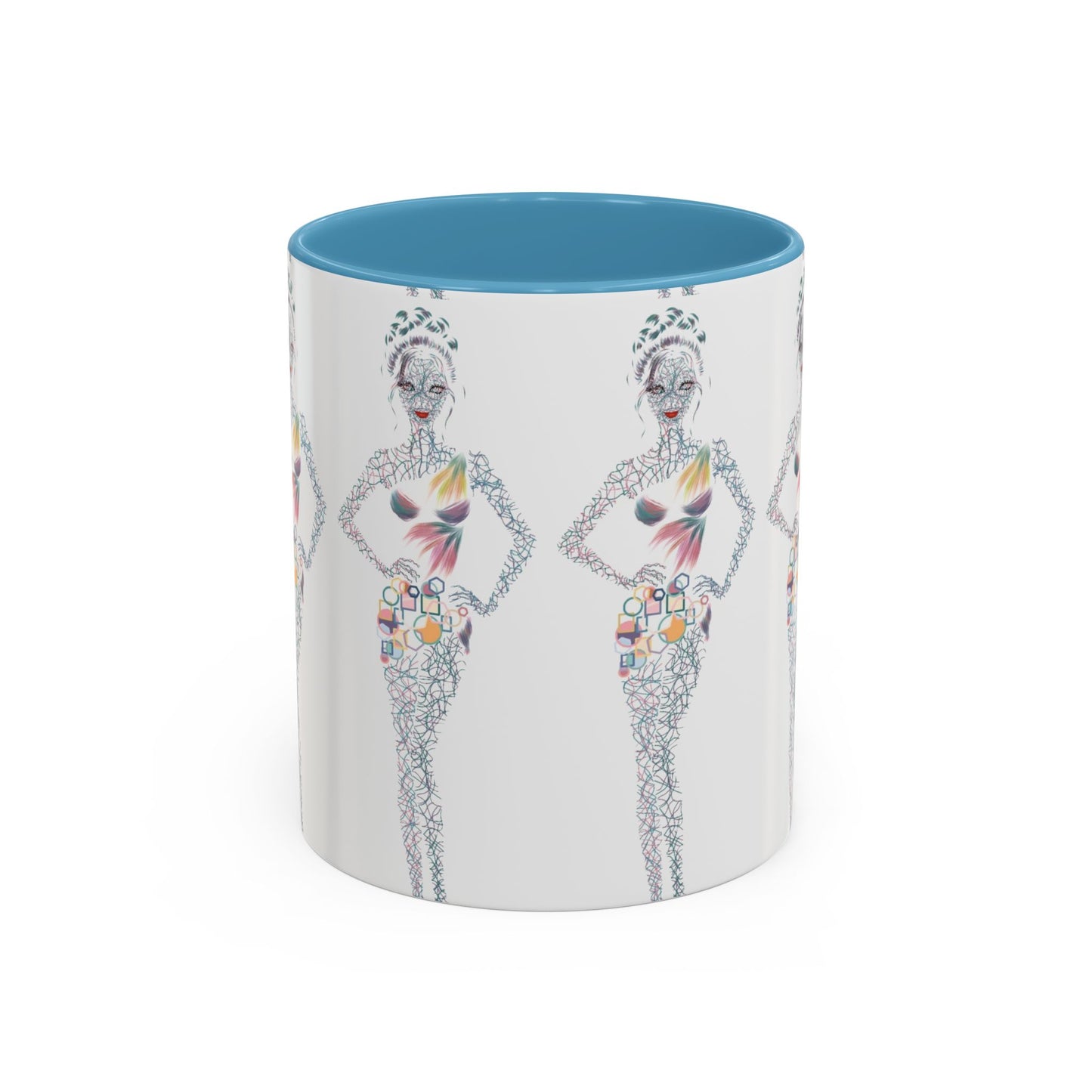 Fashion Illustration Accent Coffee Mug - Chic Floral Dress Sketch (11/15oz)