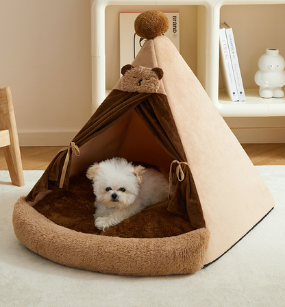 All-Season Pet Tent for Small to Medium Dogs Closed Type Provides Warmth and Security for Bichon Frise in Winter