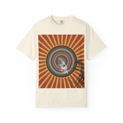 Sunburst Mandala T-shirt | Retro Radiant Spiral Graphic