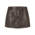Mini-jupe en similicuir taille haute amincissante anti-flash streetwear