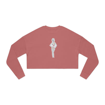 Cropped Sweatshirt — 'New Day' Heart Graphic with Retro Femme Illustration