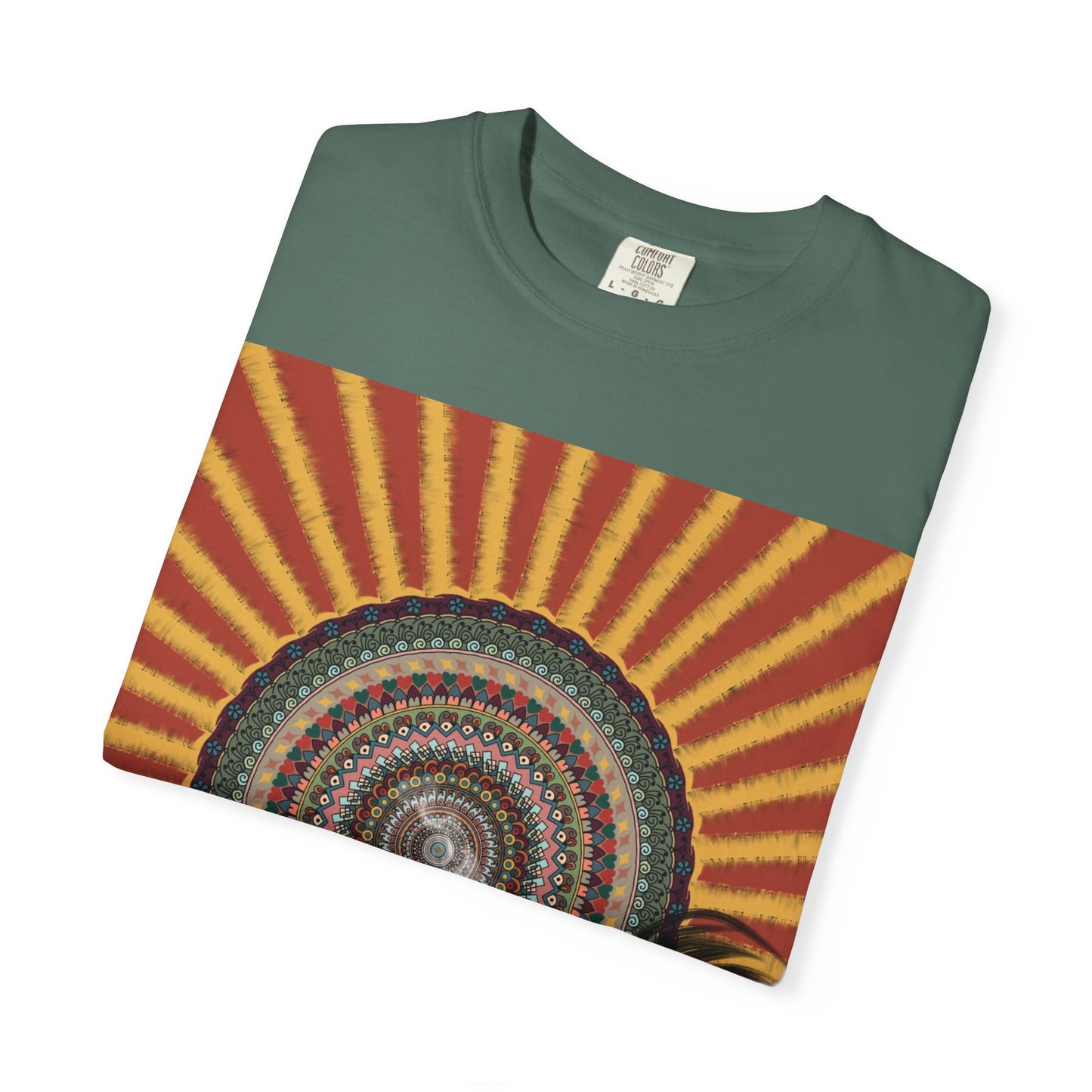 Sunburst Mandala T-shirt | Retro Radiant Spiral Graphic