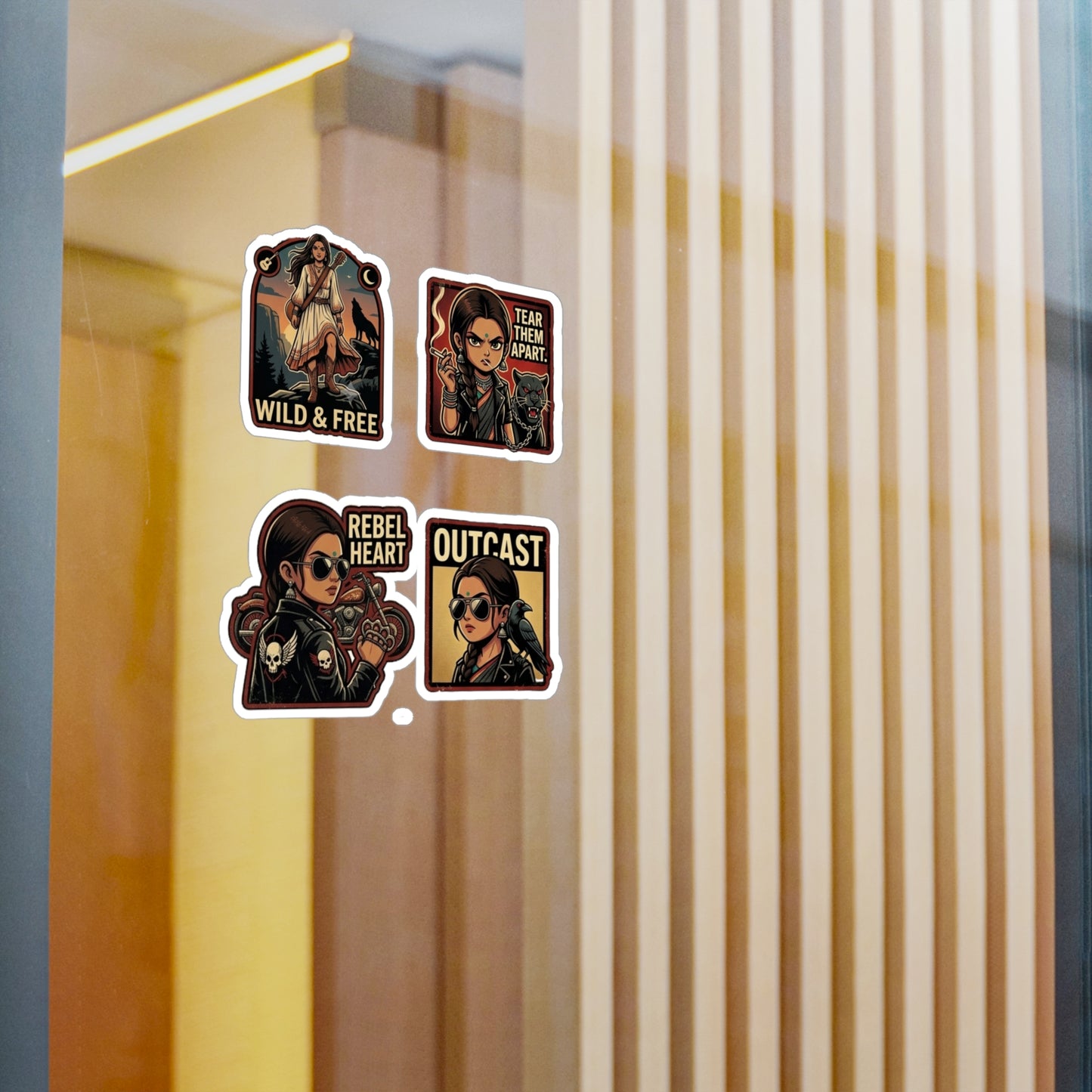 Rebel Outcast Kiss-Cut Vinyl Sticker Set — 'Wild & Free' & 'Tear Them Apart' Retro Badass Decals