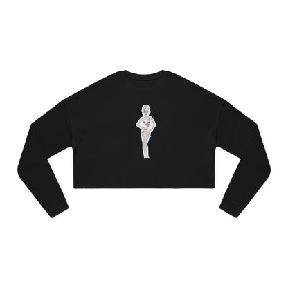Cropped Sweatshirt — 'New Day' Heart Graphic with Retro Femme Illustration