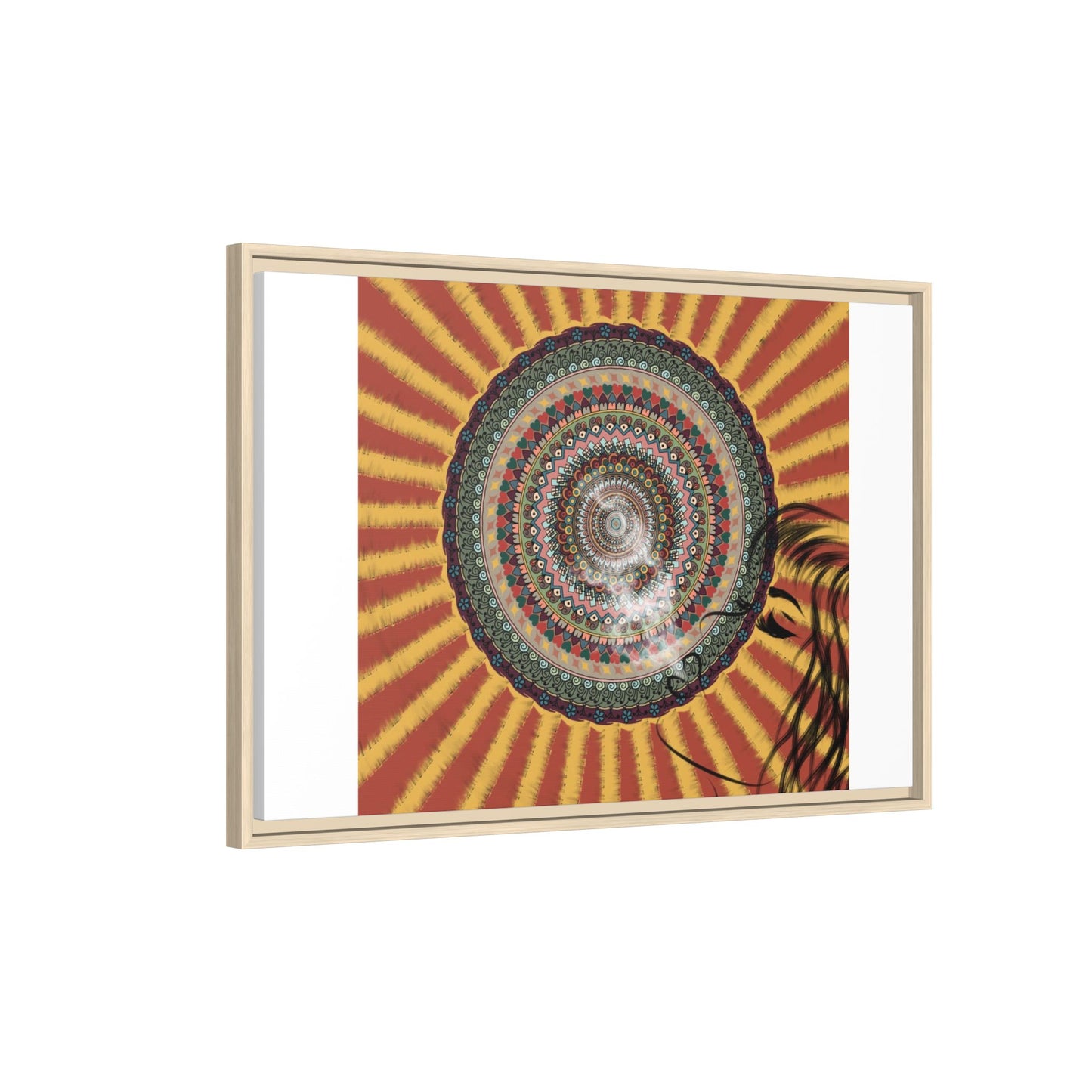 Psychedelic Mandala Sunburst Matte Canvas Framed