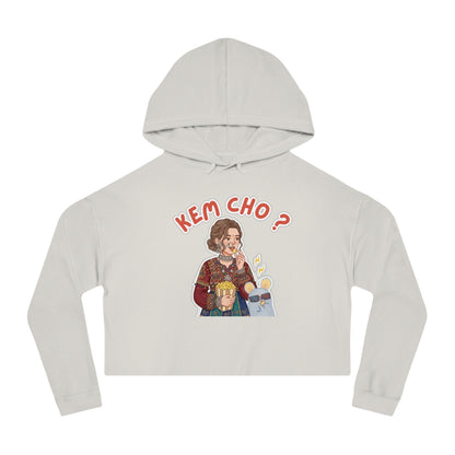Cropped Hoodie — 'Kem Cho?' Gujarati Girl Illustration, Fun Ethnic Indian Style