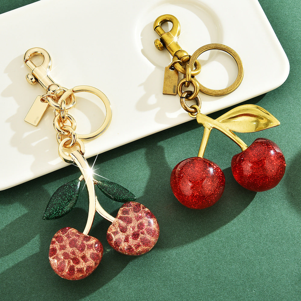 Accessoire de sac pendentif porte-clés cerise breloque exquise