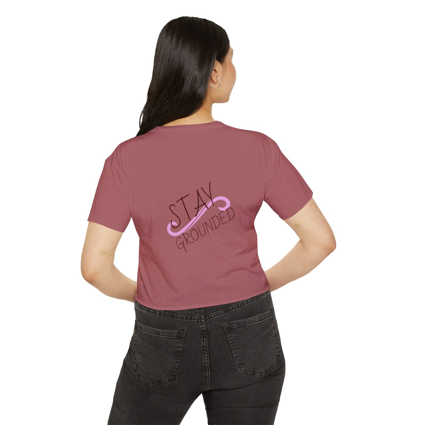 Cute Cat Crop Top — Pink Minimal Swirl Back Graphic
