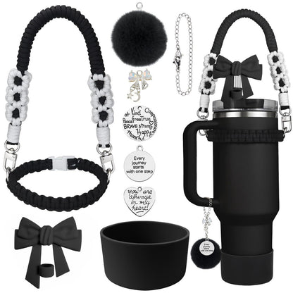 Stanley accessories suitable for 40oz braided hand-held rope bow straw cap cup cover wool ball pendant