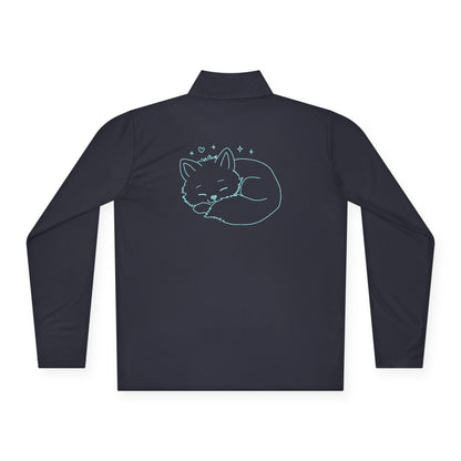Quarter-Zip Pullover — 'Stay Cozy' Embroidered Chest & Sleeping Fox Back