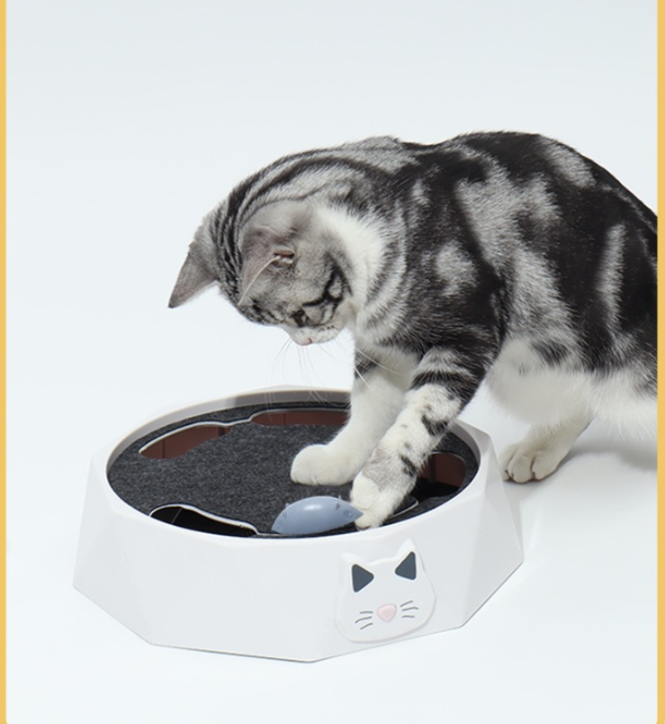 Jouet pour chat électrique en peluche, souris, toupie pour chat, jouet interactif automatique et réglable à deux vitesses de type « tape-taupe »