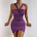 Spring Sexy  Backless Pleated Bodycon Dress