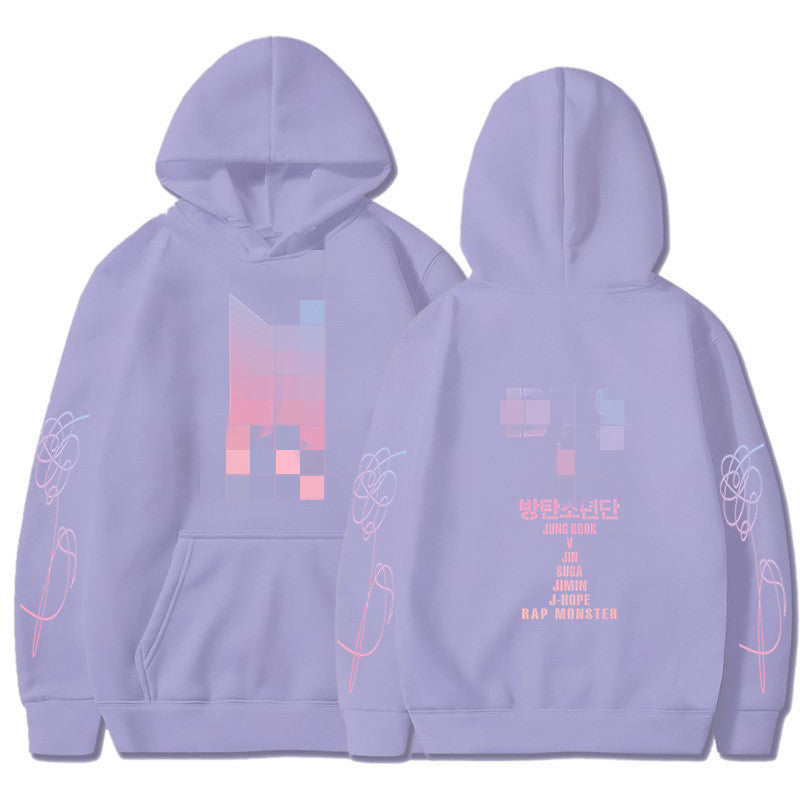 Hooded Sweatshirt with BTS Print for Men and Women, Casual Sports Style