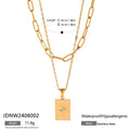 Collier à double couche avec pendentif étoile carrée en acier inoxydable