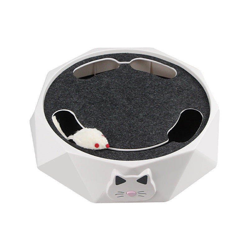 Jouet pour chat électrique en peluche, souris, toupie pour chat, jouet interactif automatique et réglable à deux vitesses de type « tape-taupe »